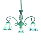 Stylish Arched Chandelier With Tiffany Glass Shades Perfect For Bedroom Pendant Lighting - 5/6/8