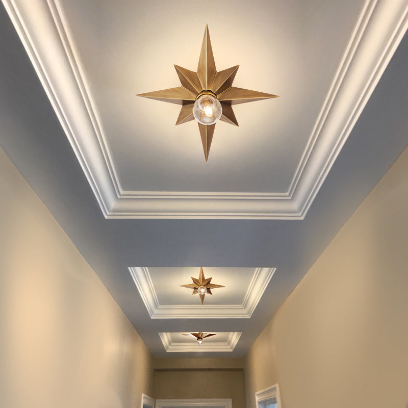 Contemporary Black/Bronze Anise Star Flush Ceiling Light - 1 Head Stairway Mount Fixture Bronze