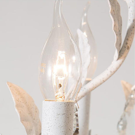 Modern Metal Leaf Chandelier Lamp With Crystal Drop - 5 Bulbs Grey/Distressed White Suspended