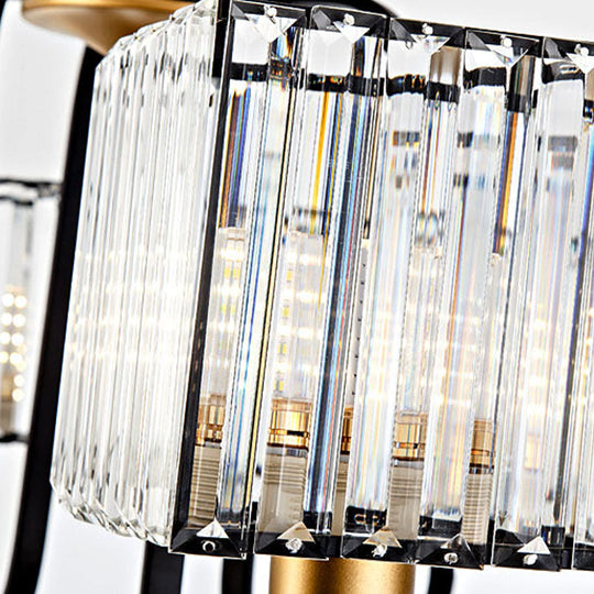 Modern Crystal Pendant Chandelier - Square Design 4/6/8 Bulbs Black 26’/34’/36’ Wide