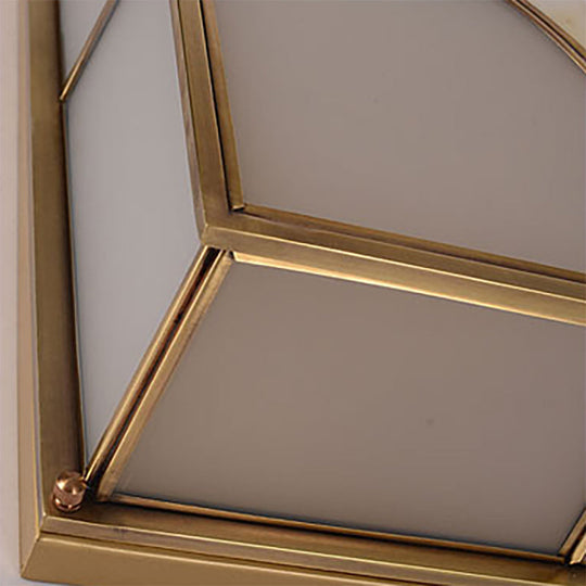 Frosted Glass Flush Ceiling Light In Classic Brass - 3/6 Lights Rectangle Design For Bedroom Mount