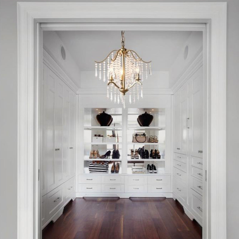 Modern Crystal Waterfall Chandelier - Brass Ceiling Hanging Light 3/4 Bulbs 18.5’/22.5’ Wide