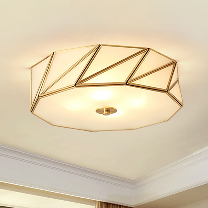 Opal Glass Flush Mount Lamp With Brass Finish - Bedroom Ceiling Fixture (3/4/6 Lights) 4 /