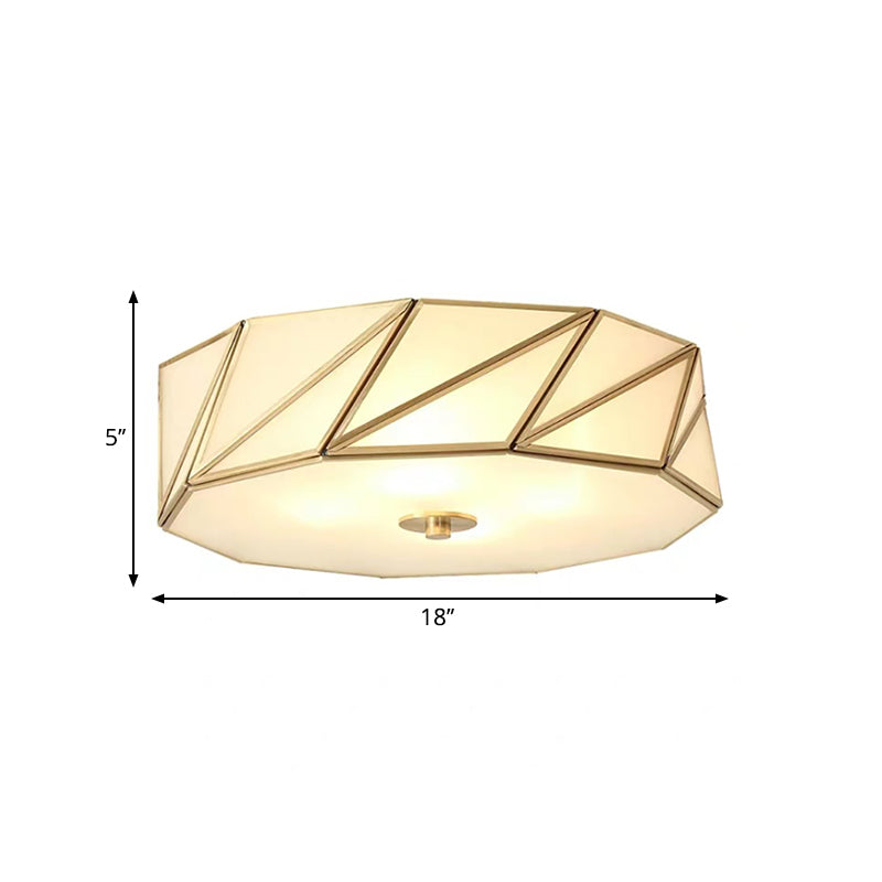 Opal Glass Flush Mount Lamp With Brass Finish - Bedroom Ceiling Fixture (3/4/6 Lights)