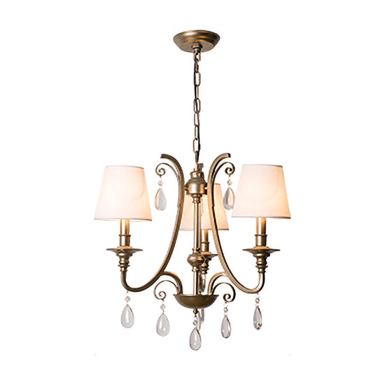 Stylish Modernism Teardrop Chandelier Crystal Pendant Light - Brass Shade Option 3 Bulbs Included