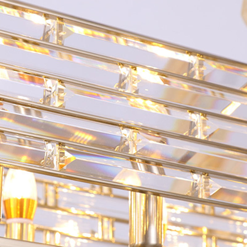 Contemporary Round Crystal Chandelier - 6 Heads Brass Finish