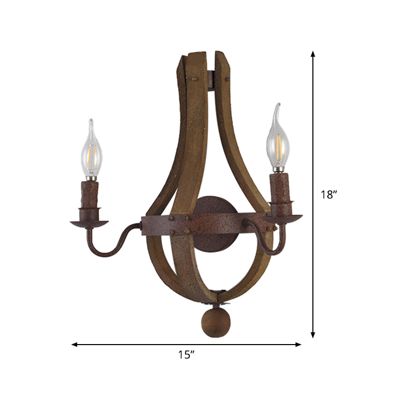 Rustic Candle Metal Sconce Light - 8/11.5/15 Wide Country Style 1/2/3 Lights Dining Room Wall