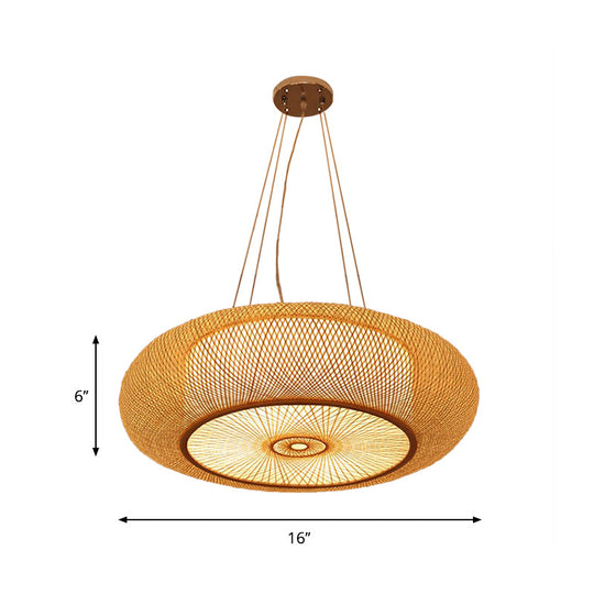 Suspension tambour en bambou courbé, 2/3 ampoules, 18"/23,5" de large, suspension au plafond en bois Tradition Lighting