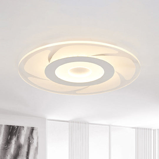 Super Thin Acrylic Windmill Flush Lamp - Modern Style Led Ceiling Mount Light (White/Warm/Inner
