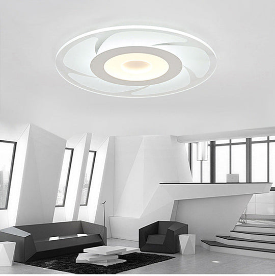 Super Thin Acrylic Windmill Flush Lamp - Modern Style Led Ceiling Mount Light (White/Warm/Inner Warm