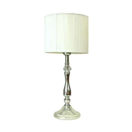 Simple Fabric White Table Lamp With Crystal Base - Perfect For Living Room Ambiance