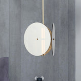 Modern Gold Led Pendant Light With Round Amber Glass Shade For Dining Room