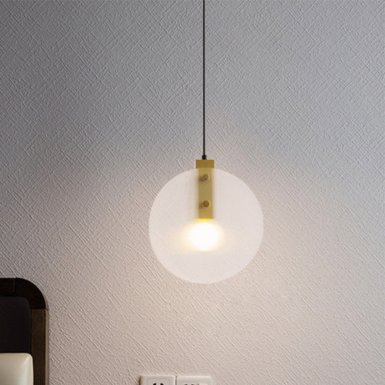 Modern Gold Orb Pendant Lamp With Clear Glass Suspension – Ideal For Dining Room Lighting