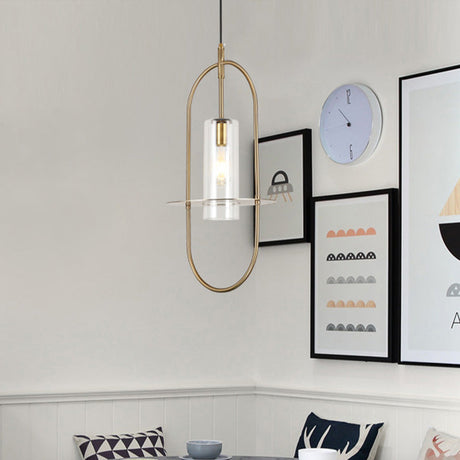 Gold Modernist Cylinder Pendant Light For Living Room Ceiling