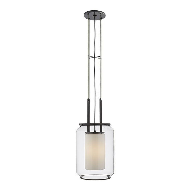 Modern Black Hanging Pendant Light With Clear Glass Shade For Bedroom