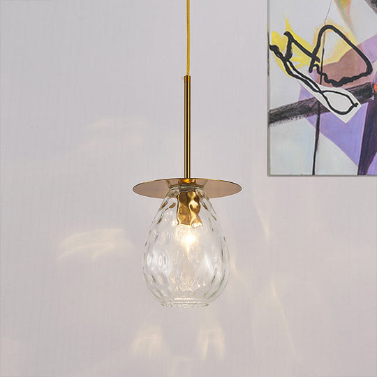 Minimalist Gold Dimple Glass Teardrop Pendant - Perfect For Restaurants