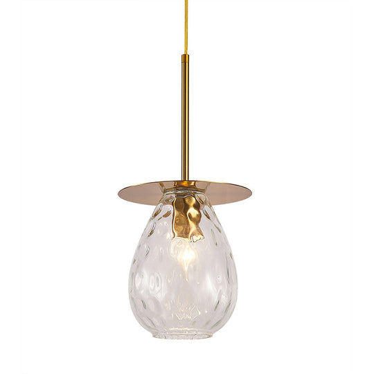 Minimalist Gold Dimple Glass Teardrop Pendant - Perfect For Restaurants