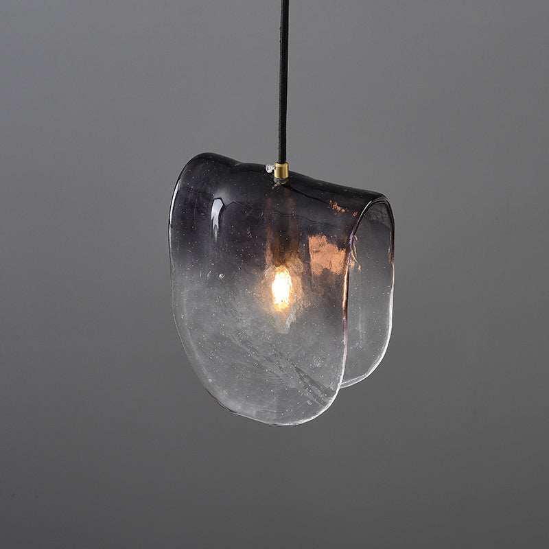 Modernist Brass Pendant Lighting With Curve Water Glass Ceiling Light - Ideal For Restaurants