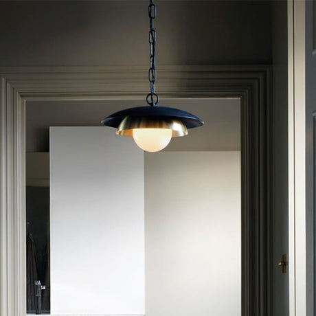 Contemporary Metal Ball Ceiling Lamp: 1-Head Brass Pendant Light For Porch