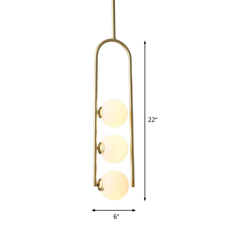 Gold Globe Semi Flush Ivory Glass Ceiling Mount Light With 3 Bulbs - Perfect For Dining Room