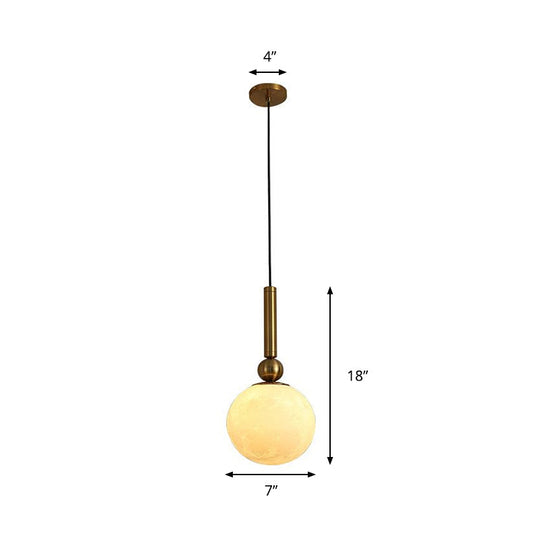 Gold Led Bedroom Pendant Lamp With Frosted Glass Shade