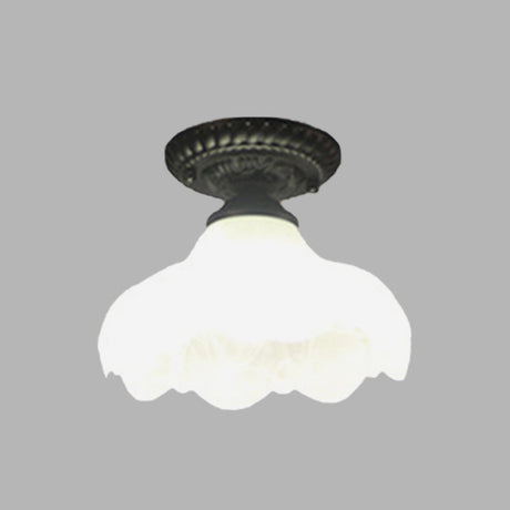 Traditional White Glass Ceiling Mounted Flush Mount Lamp For Corridor