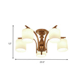 Traditional Gold Semi Flush Ceiling Light Fixture With Frosted Glass Shade - 3/5/6 Lights For Living