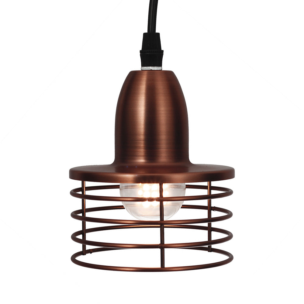 Industrial Retro Pendant Lighting: 1-Light Drum With Wire Cage Shade For Kitchen Ceiling