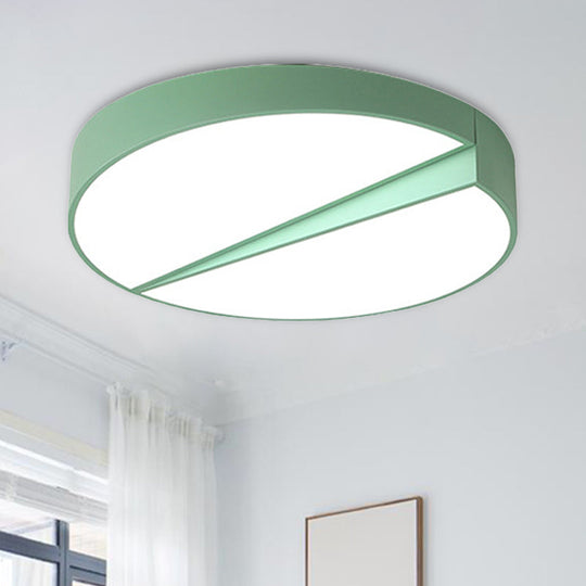 Stylish Half - Round Led Flush Ceiling Light For Dining Room - Macaron Loft Design Green / 15’