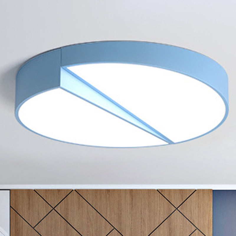 Stylish Half - Round Led Flush Ceiling Light For Dining Room - Macaron Loft Design Blue / 15’