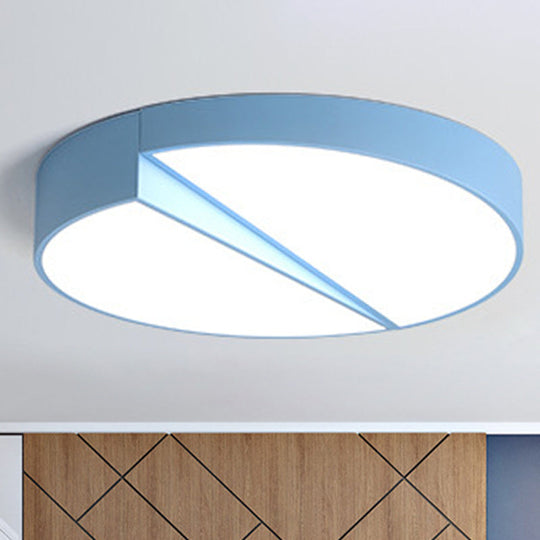 Stylish Half - Round Led Flush Ceiling Light For Dining Room - Macaron Loft Design Blue / 15’