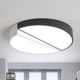 Stylish Half-Round Led Flush Ceiling Light For Dining Room - Macaron Loft Design Black / 15