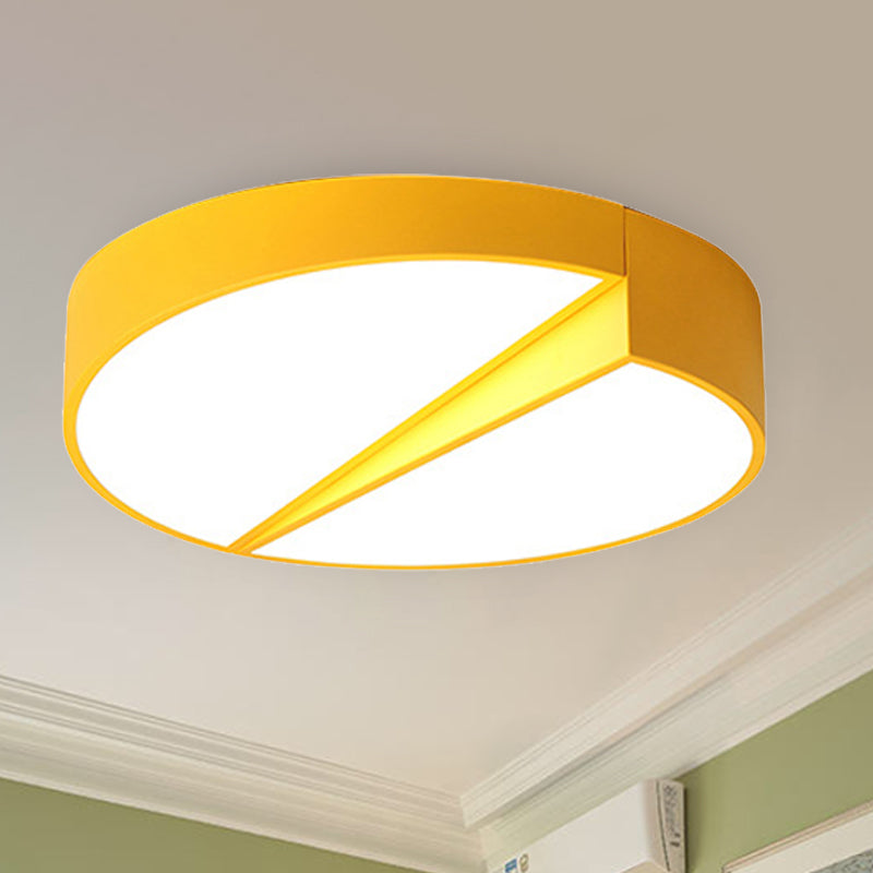 Stylish Half-Round Led Flush Ceiling Light For Dining Room - Macaron Loft Design Yellow / 15