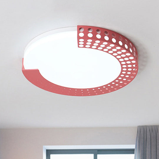 Circle Led Ceiling Light For Baby Room With Half-Ring Acrylic Design Pink / 16 White