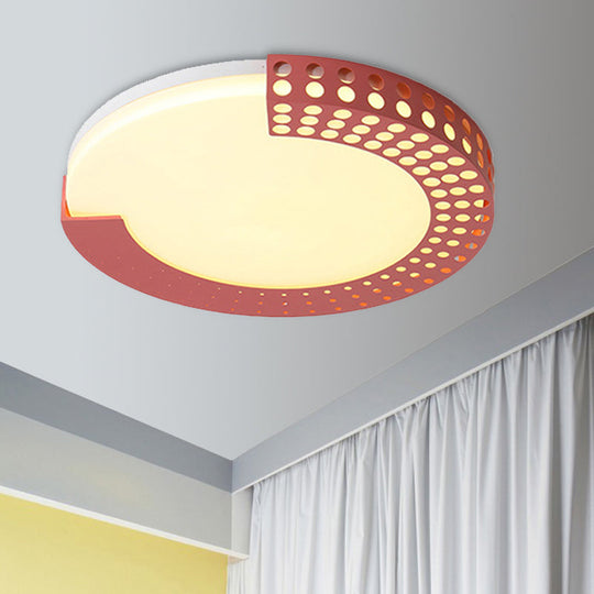 Circle Led Ceiling Light For Baby Room With Half-Ring Acrylic Design