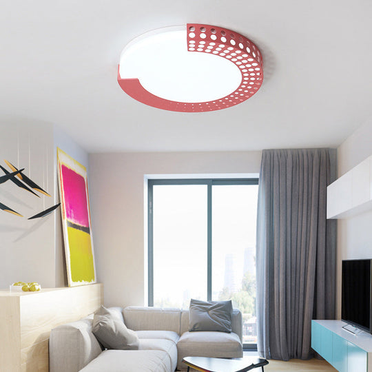 Circle Led Ceiling Light For Baby Room With Half-Ring Acrylic Design