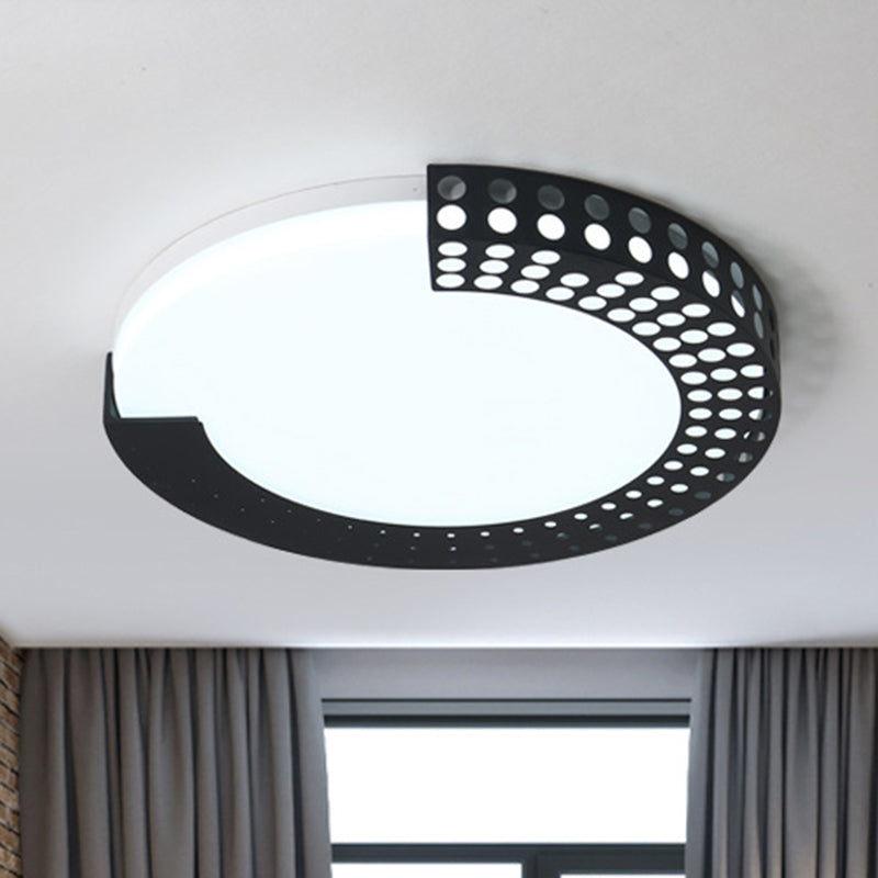 Circle Led Ceiling Light For Baby Room With Half-Ring Acrylic Design Black / 16 Warm