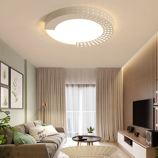 Circle Led Ceiling Light For Baby Room With Half-Ring Acrylic Design