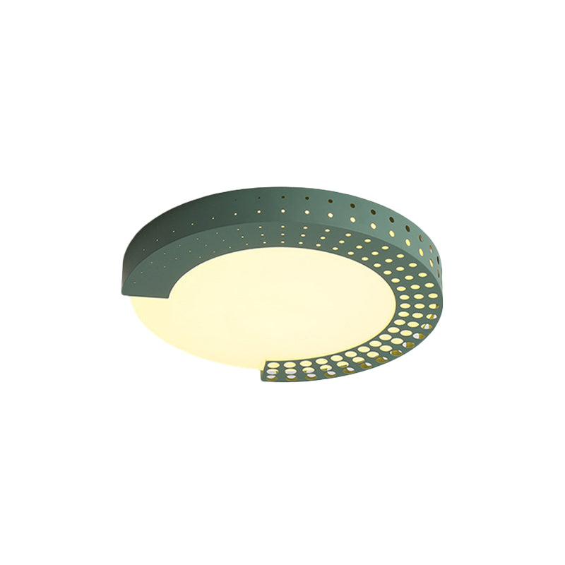 Circle Led Ceiling Light For Baby Room With Half-Ring Acrylic Design