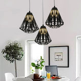 Stylish Loft Wire Cage Ceiling Light With Diamond Shade 3 Heads Black/White Black / Round