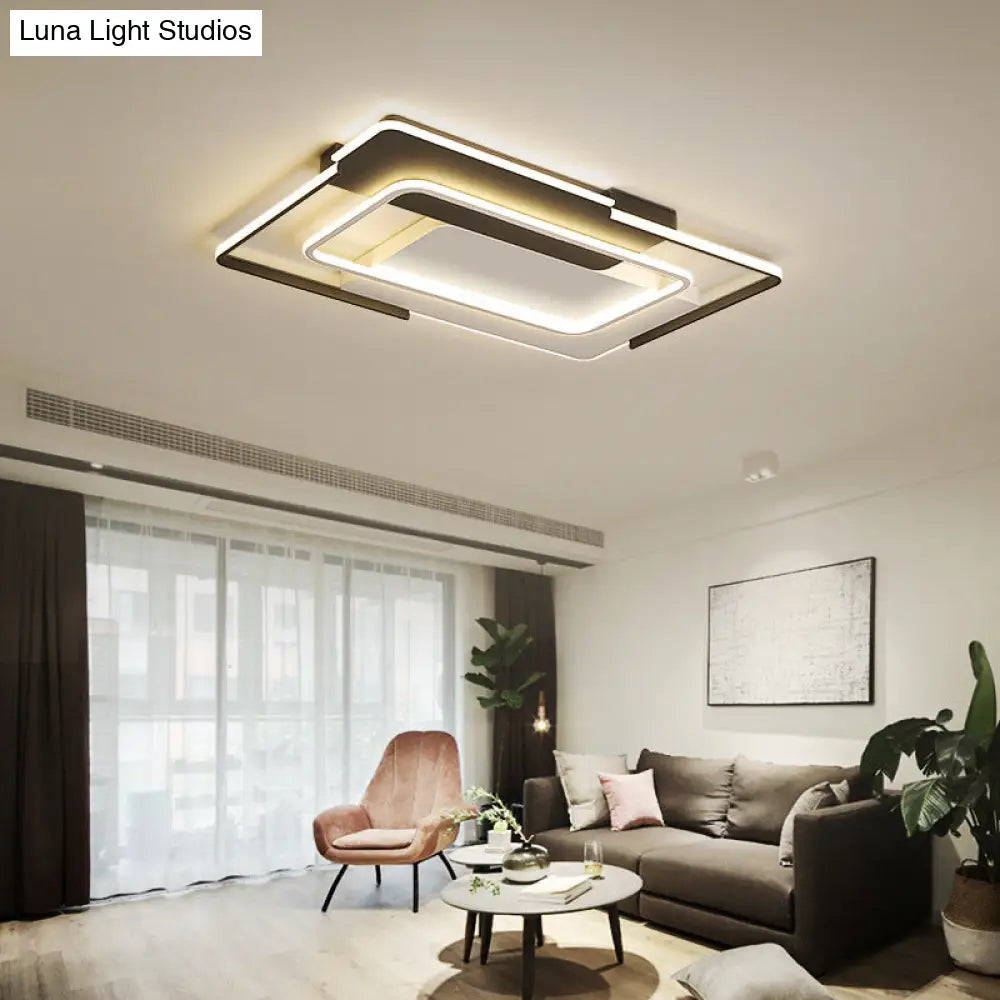 35.5/43 Rectangular Flush Mount Ceiling Light For Modern & Unique Bedroom - Warm/White 35.5 / White