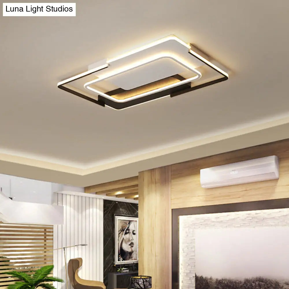 35.5/43 Rectangular Flush Mount Ceiling Light For Modern & Unique Bedroom - Warm/White 43 / White