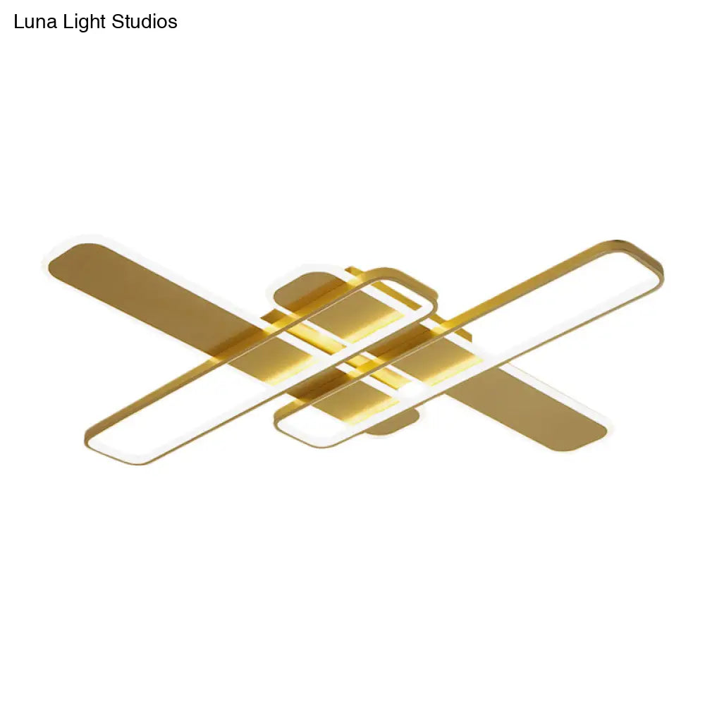 35.5/43 W Cross Rectangle Flushmount Led Flush Light Fixture - Minimal Acrylic White/Black/Gold