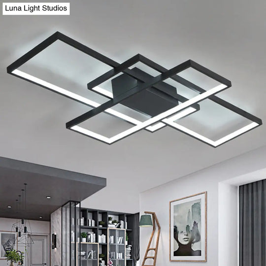 35.5/43 Wide Black/White Led Acrylic Semi Flush Mount Ceiling Light With Warm/White