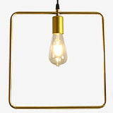 Retro Style Canopy Pendant Light With Frame Shades - Gold Metal Suspended Lamp (3 Lights)