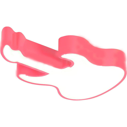 Guitar-Shaped Led Flush Mount Light For Bedroom - 23’/26’ Size Blue And Pink Colors Warm White