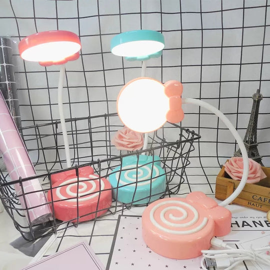Candy-Styled Study Desk Light With Flexible Gooseneck Perfect For Girls Bedrooms