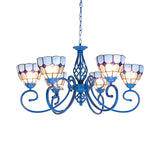 Blue Mediterranean Chandelier With 6/8 Lights And Chain For Living Room 6 /