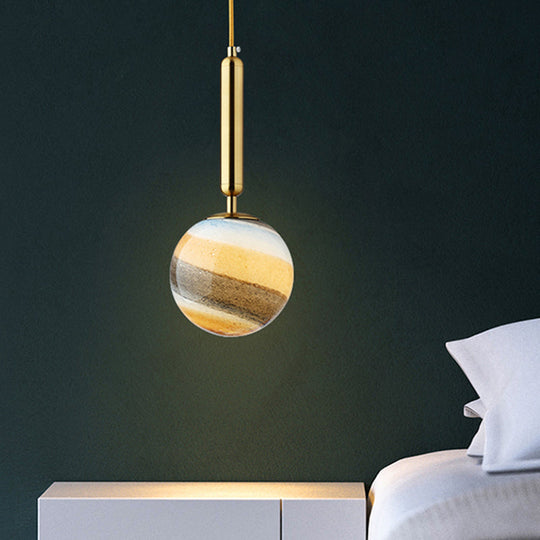 Gold And Black Bedroom Pendant Light With Frosted Glass Shade