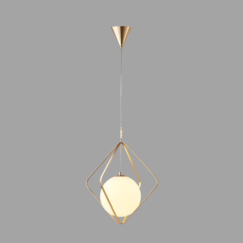 Minimalist Gold Pendant Light - 1 Head Led Down Lighting For Bedroom 10.5/16 W
